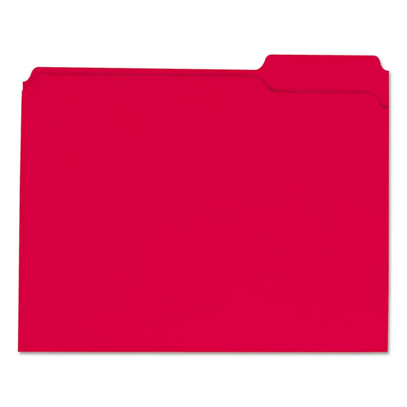 Assorted Top-Tab File Folders - Reinforced 1/3-Cut Letter Size, Red, 100/Box