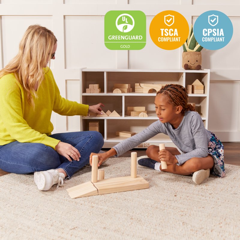 Mobile Building Block Storage Cabinet - Classroom Furniture with Locking Casters