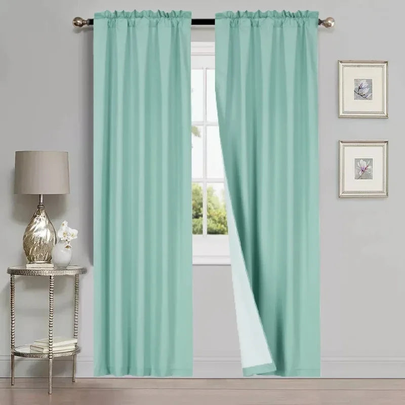 Light Filtering Microfiber Window Curtain Panel - Teal Blue, 35x84 Inches