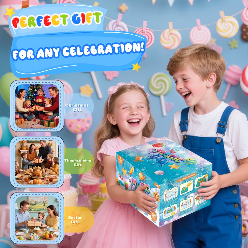 Kids Water Gel Craft Kit with 20 Molds for DIY Sea Creatures & Aquarium Scenes