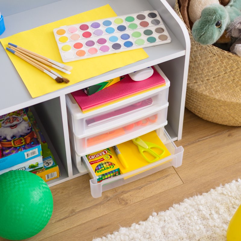 Medium 3-Drawer Desk Organizer - Plastic Storage Container for Office & Craft Supplies