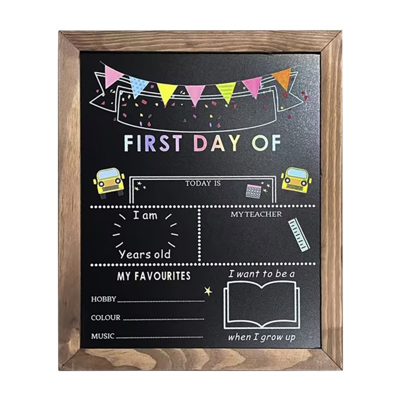 Double-Sided Wooden Chalkboard Sign for Back to School 10x11 Inches
