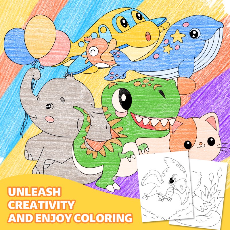 Kids Coloring Book Set with Crayons - 20 Themed Books for Ages 2-4