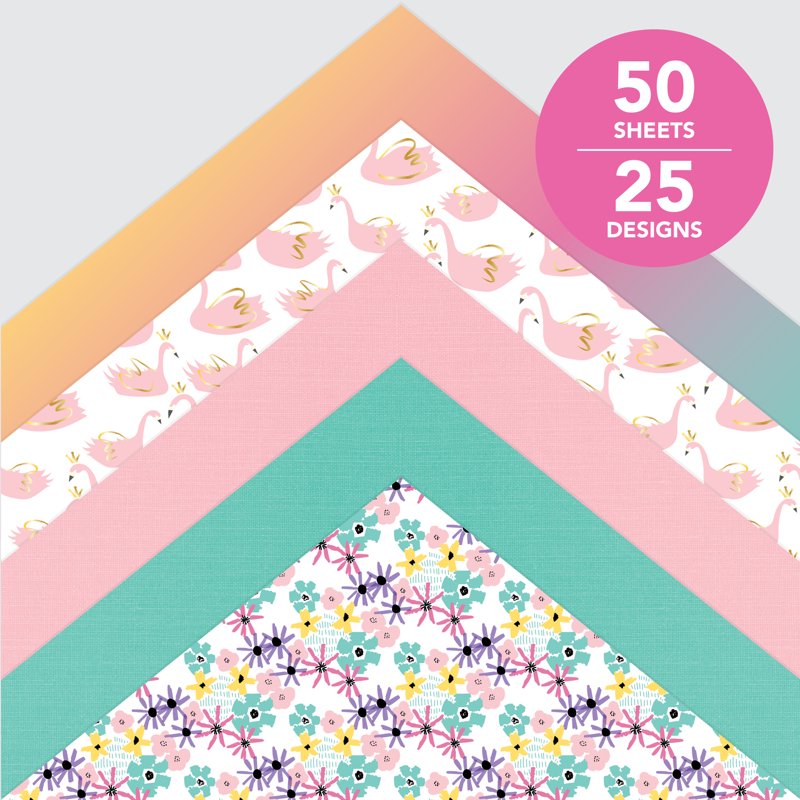 Pink Dreamland Scrapbook Paper Pad - 50 Sheets 12x12 inch Designs for Crafts & DIY