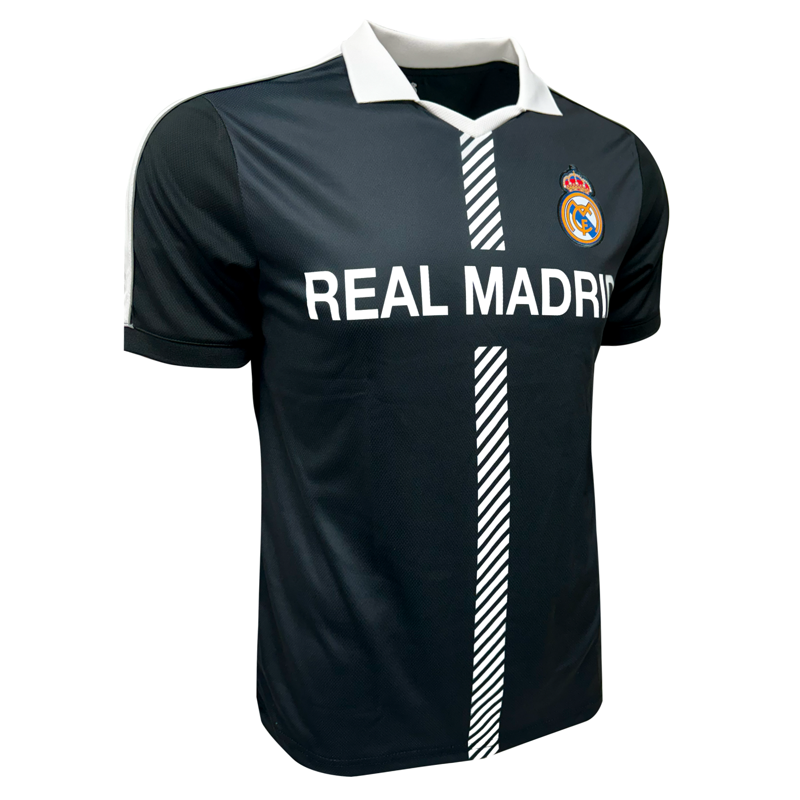 Licensed Real Madrid Soccer Jersey for Men - Icon Sports Black/White, 100% Polyester, YS-XXL, Adult L