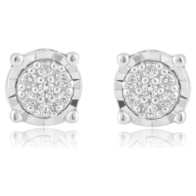 Sterling Silver 1/10 Ct Diamond Composite Stud Earrings for Women