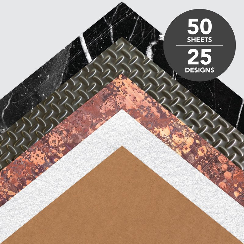 Texture Paper Pad for Crafts 12x12 inches 50 Sheets - Wood Grain Cork Grass Design
