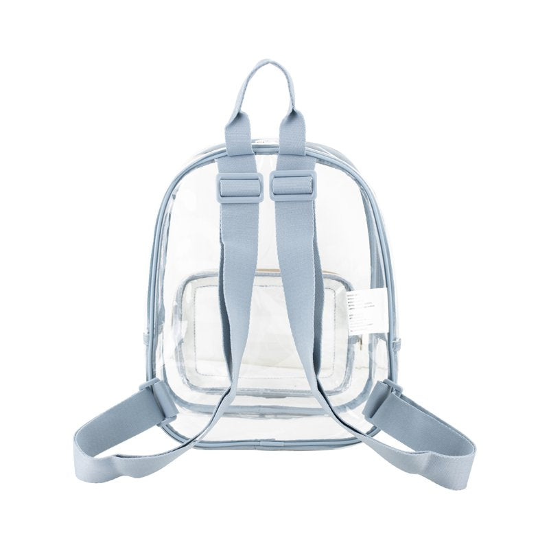 Clear Fashion Dome Backpack with Denim Trim - Unisex Stylish School Bag