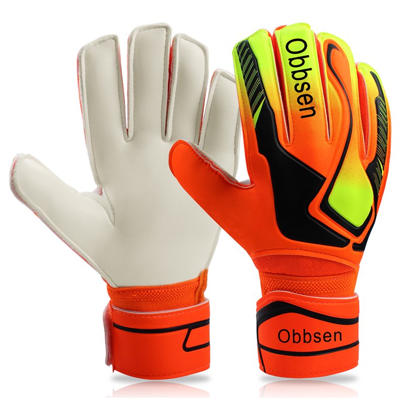 Obbsen Youth & Adults Goalie Gloves with Finger Protection - Neon Orange Flare (Size 6) Soccer Goalkeeper Gloves