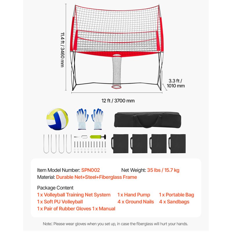 Volleyball Training Net System with Adjustable Height & Ball Return - Indoor & Outdoor Practice Equipment