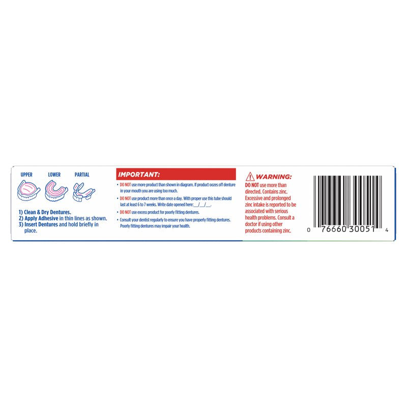 Denture Adhesive Cream with Scope Flavor, 2 oz - Strong Hold & Breath Bacteria Shield