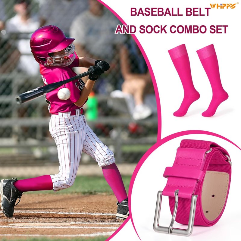 Baseball Belt and Socks Set for Youth Kids Adjustable Softball Accessory Combo