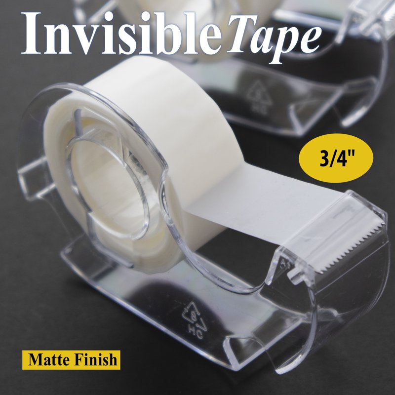 BAZIC Invisible Tape w/ Dispenser 3/4" x 500", Matte Finish Stationery Tape (3/Pack), 1-Pack