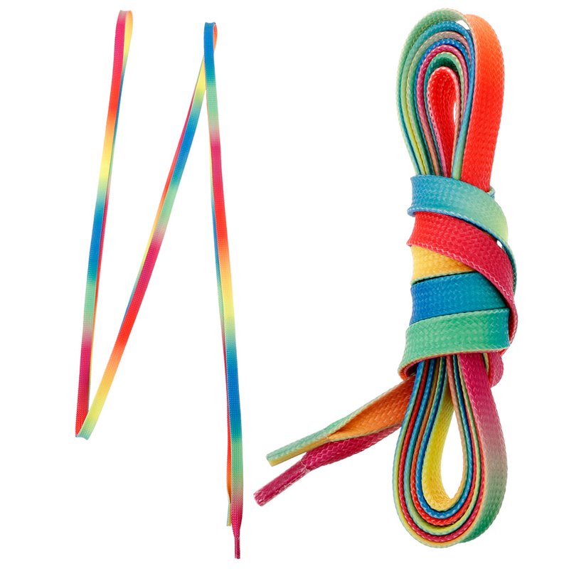 Waxed Flat Hockey Skate Laces with Rainbow Gradient - Durable Ice & Figure Skate Accessories