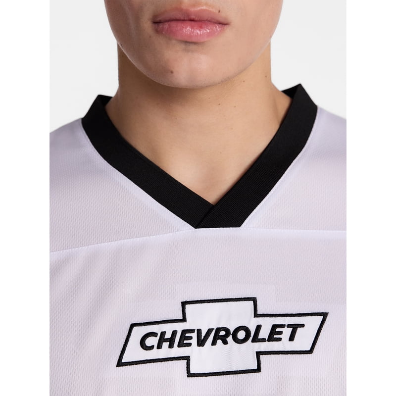 Chevrolet Graphic Mesh Soccer Jersey for Men - White, L (XS-5XL)