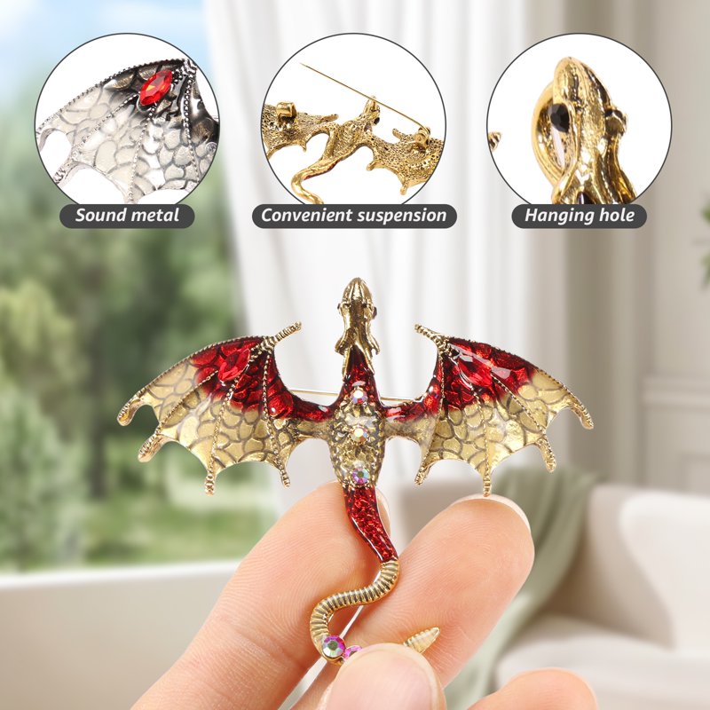10Pcs Metal Dragon Charms Pendant Set with Enamel Wings for Jewelry Making & Crafting