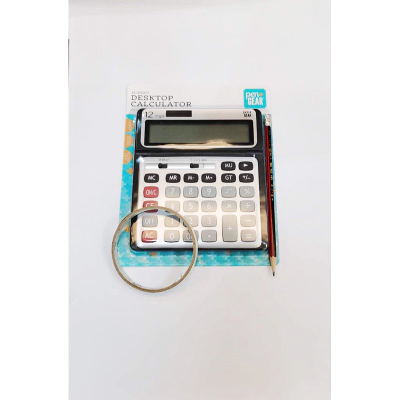 12-Digit Desktop Calculator with Large Display, Dual Power for Office & School