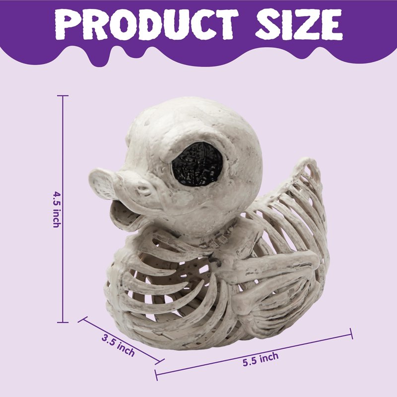 Halloween Duck Skeleton Decorations, 4.5 Inch Plastic Skeletons for Indoor Outdoor Halloween Decor, Haunted House Props, 2 Pack