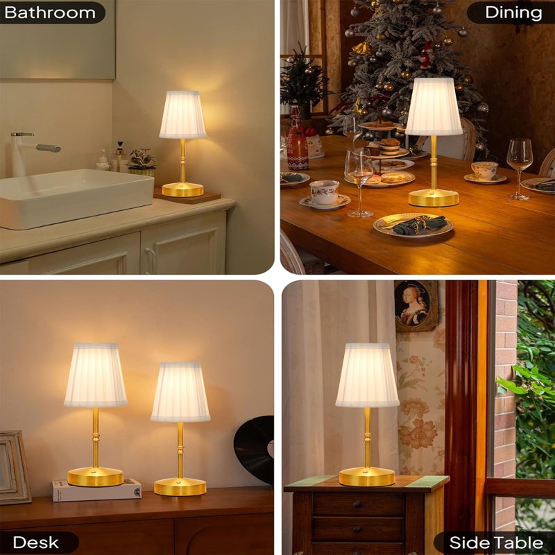 Rechargeable Cordless Touch Dimmable LED Table Lamp - Modern Gold Finish