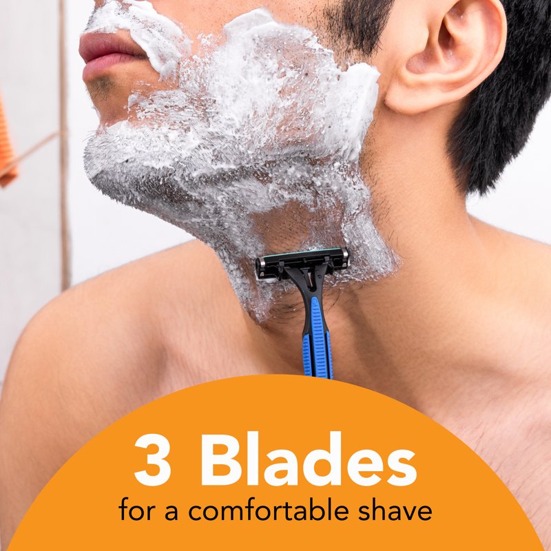 Men's Disposable Razor with 3 Blades - Pack of 8, 24 or 4