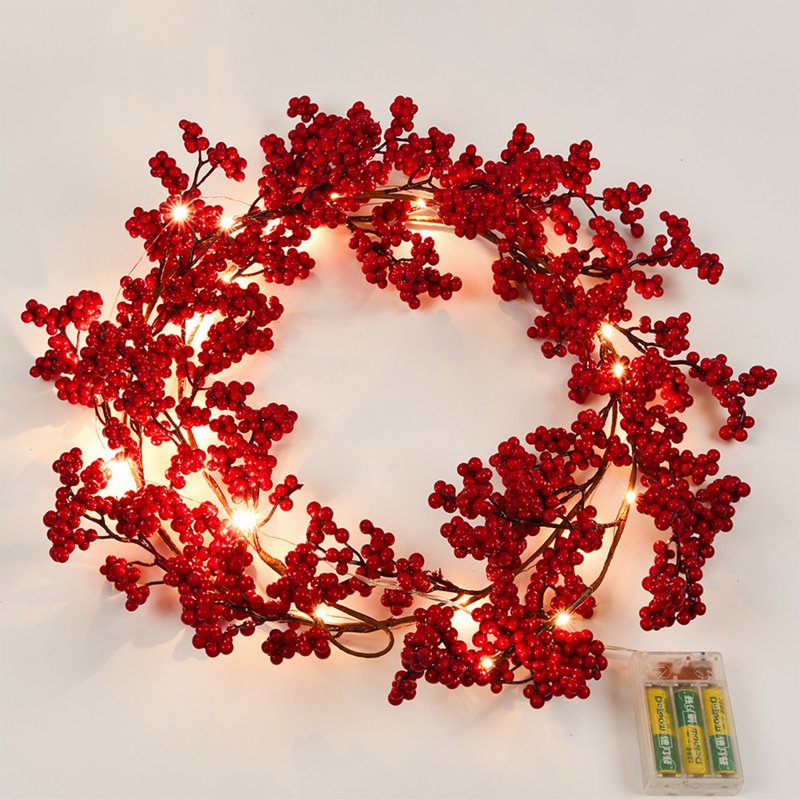 5.9ft Red Berry Christmas Garland with Lights Indoor Decor for Mantel Staircase Tree