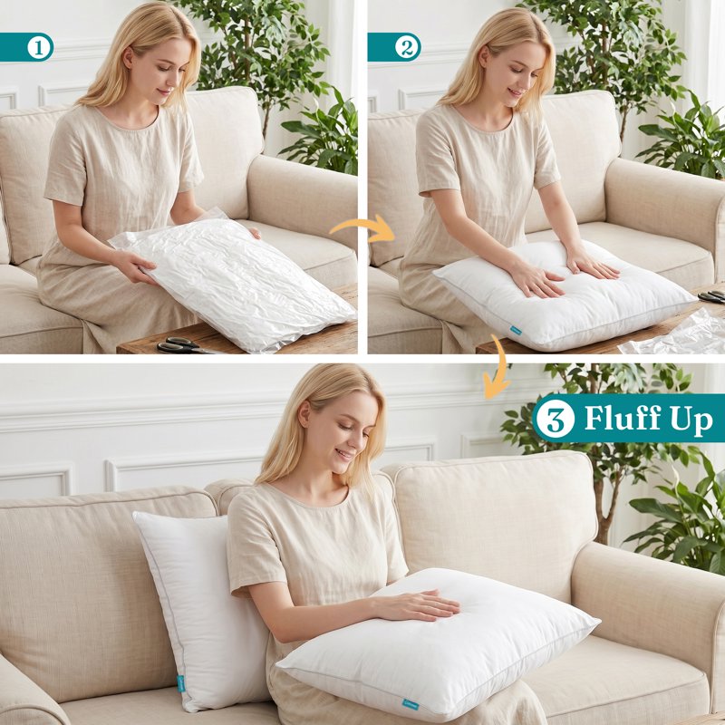 Cotton Throw Pillow Inserts 2 Pack - Hypoallergenic Fluffy Cushion Support