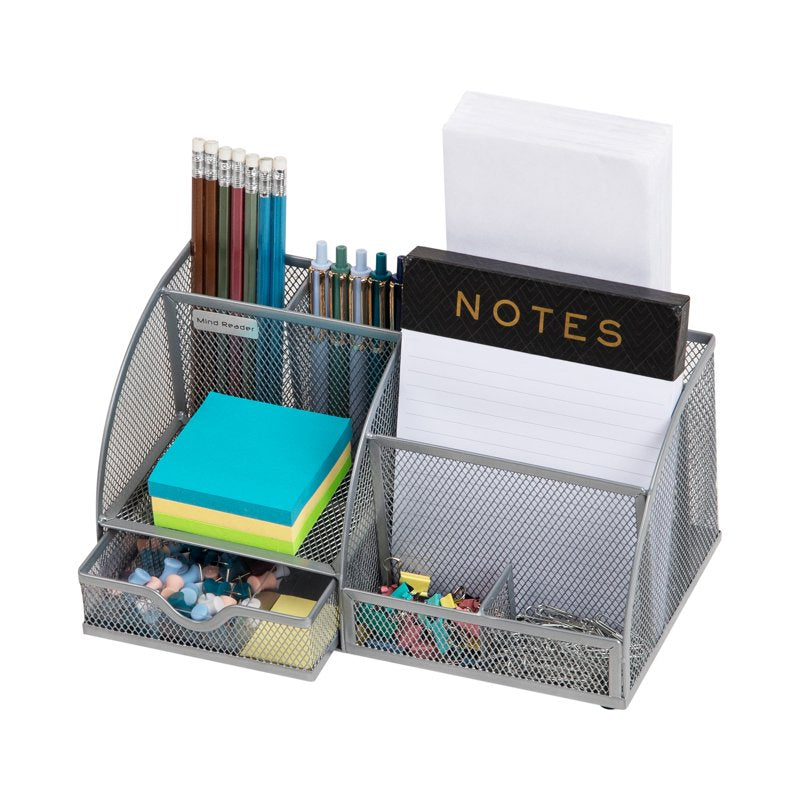 Desktop Organizer with 7 Compartments - Metal Mesh Office Storage