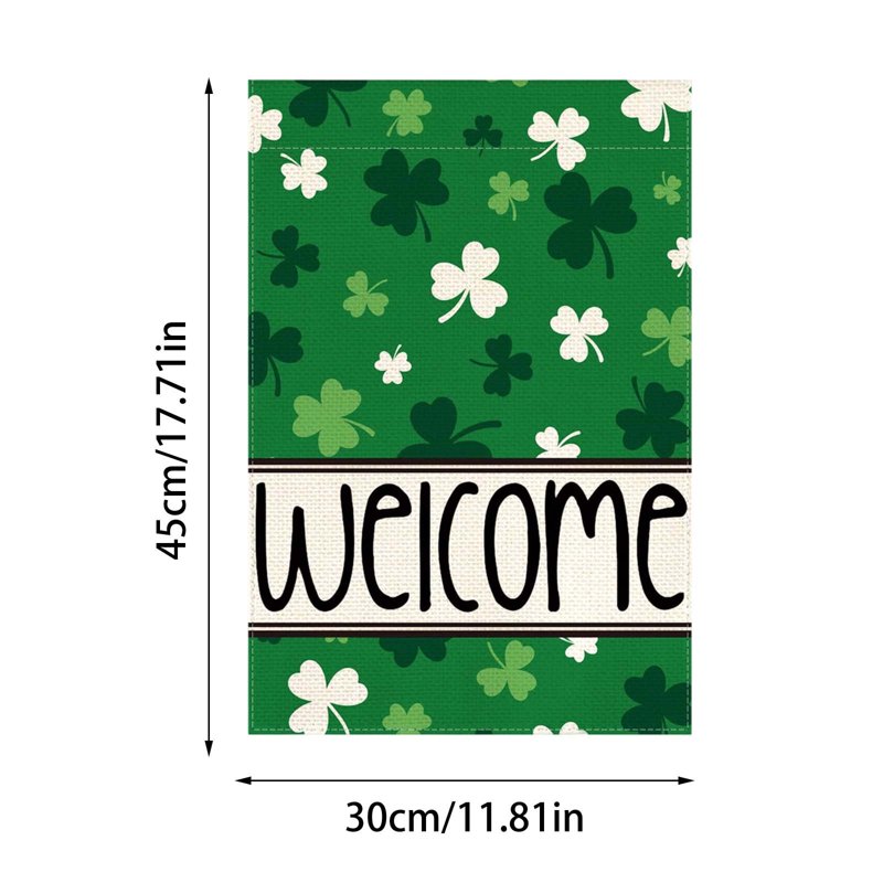 St Patrick's Day Shamrocks Garden Flag Double Sided Welcome Yard Outdoor Decoration
