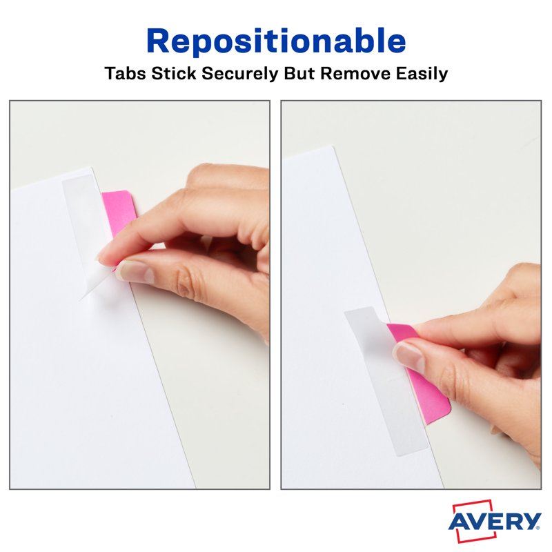 Assorted Neon Page Tabs - 2.5 x 1 Inch, Repositionable, 48 Pack
