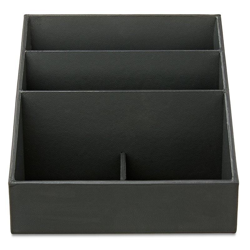 Desktop Organizer with 4 Compartments - Simulated Leather, Black