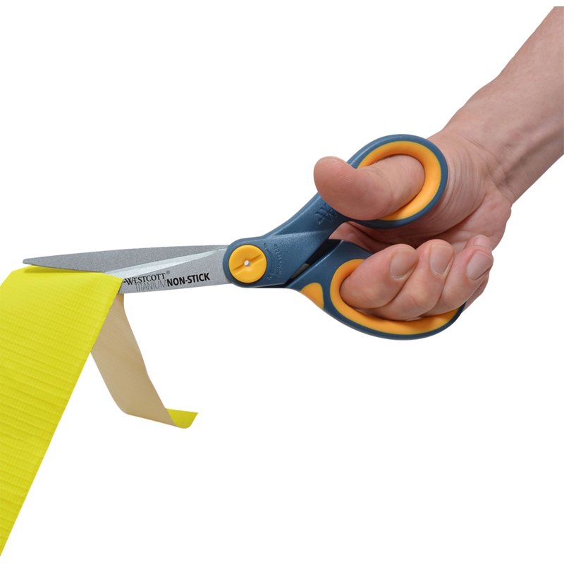 Westcott 8-Inch Titanium Bonded Non-Stick Straight Scissors — 3 Pack, Yellow