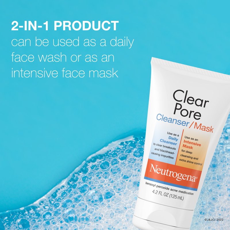 Neutrogena Clear Pore Benzoyl Peroxide Face Wash & Clay Mask Set - Acne Treatment