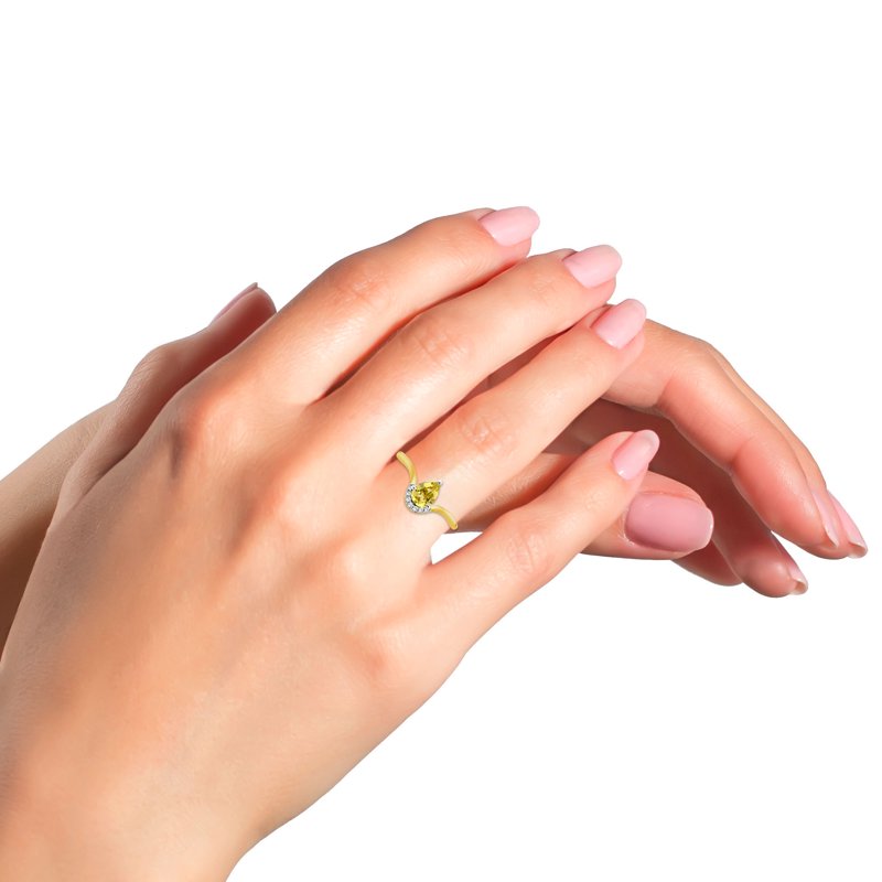 Yellow Sapphire and Lab Grown Diamond Accent Ring in 14K Gold-Plated Sterling Silver - Women’s Jewelry