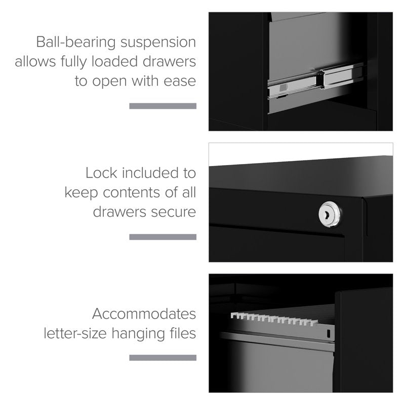 25-Inch Deep Metal Vertical File Cabinet with 4 Drawers Black - Commercial Grade Office Storage