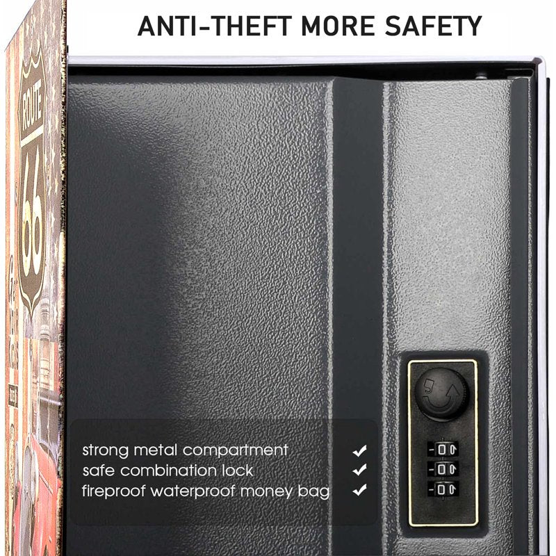 Fireproof Book Safe with Combination Lock and Fire-Resistant Money Bag, 10.5 x 7.9 x 2.5 Inches