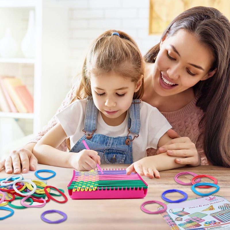 Kids DIY Weaving Loom Kit for Arts & Crafts - Includes 96 Loops & Accessories