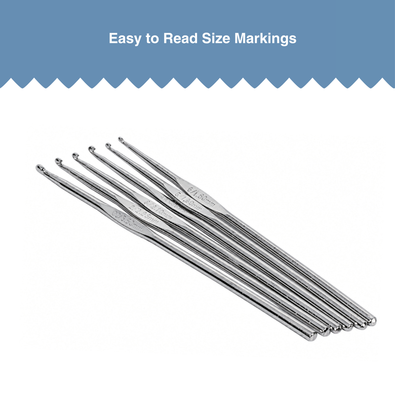 Steel Crochet Hook Set 6-Piece, Sizes 00 to 6 for Fine Crochet Work