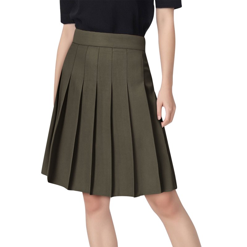 Women's Pleated High-Waisted A-Line Skirt with Built-In Shorts - Multiple Colors & Sizes