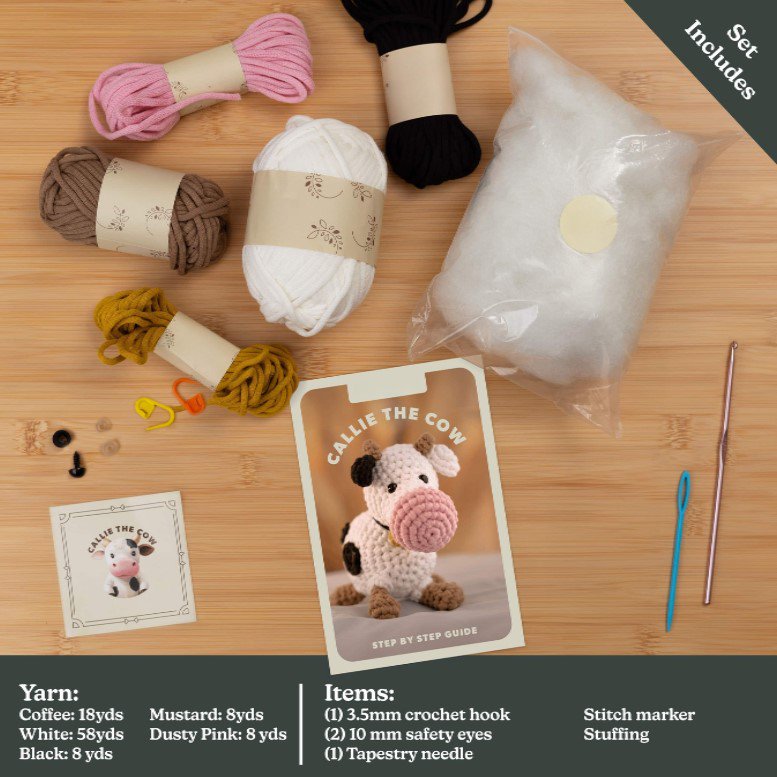 Beginner Crochet Kit for Amigurumi Animals with Video Tutorials - All Variants