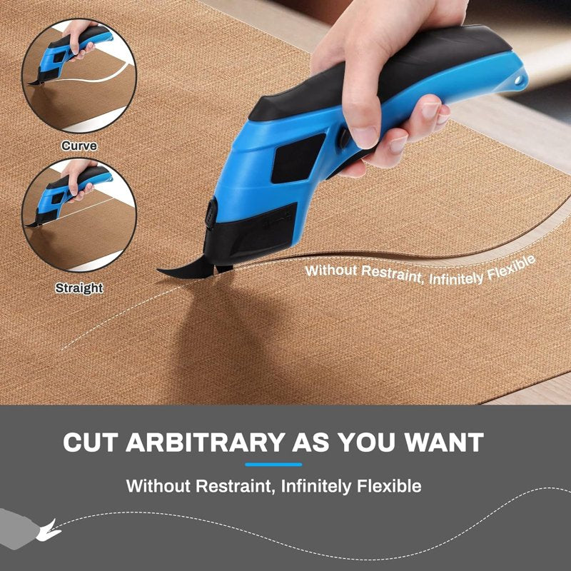 Cordless Electric Scissors - Electric Cutter for Fabric, Cardboard, Craft & Leather (Replacement Blade Included)