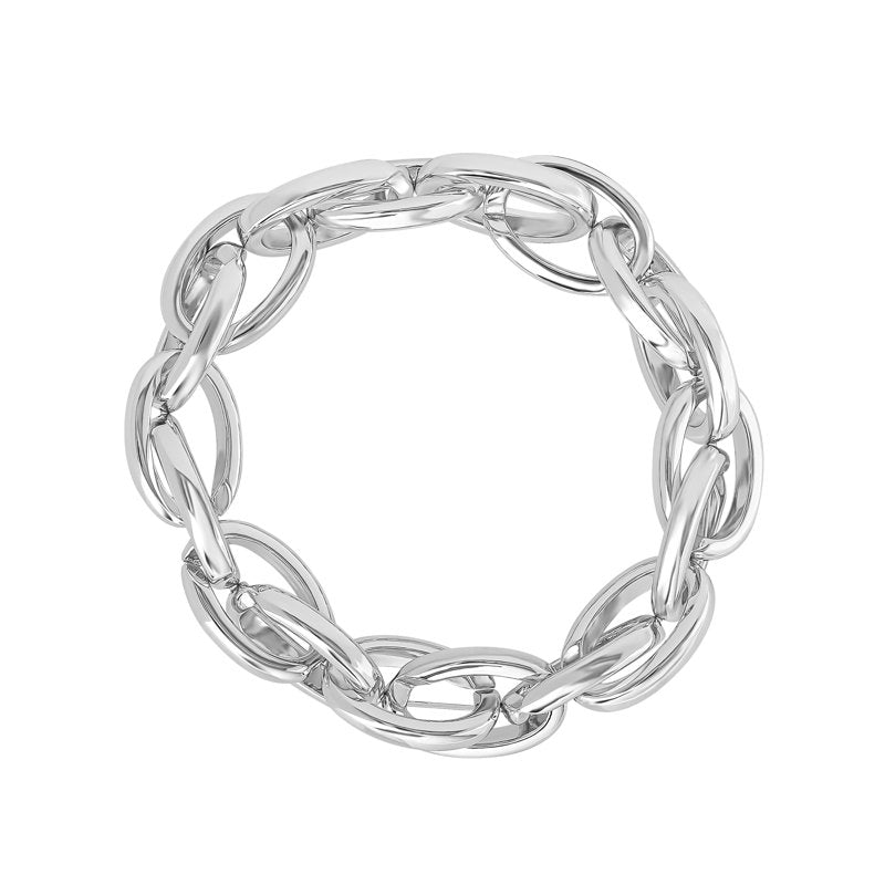 Women’s Interlocking Link Bracelet - Modern Silver-Tone Jewelry Accessory