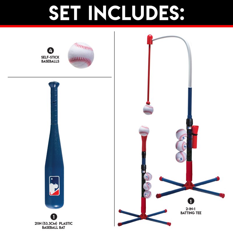 Kids Grow-with-Me Baseball Batting Tee Set for Tee Ball & Softball Practice