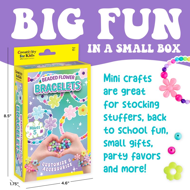 Beaded Flower Bracelet Kit for Kids - Make 5 Colorful DIY Friendship Bracelets