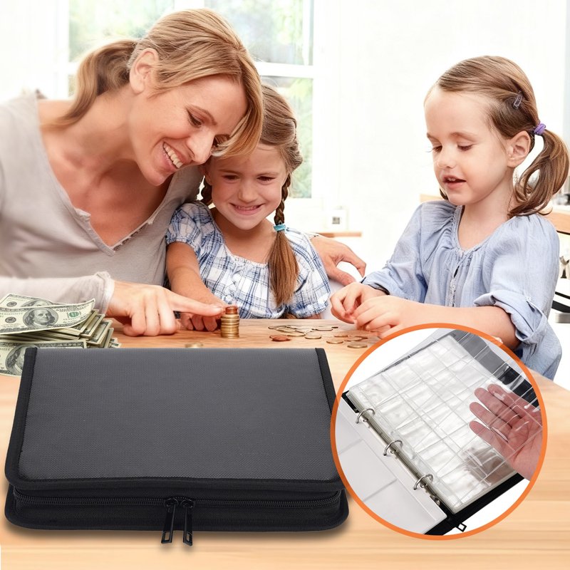 Fireproof Coin Collection Album with 400 Pockets & 36 Currency Sleeves