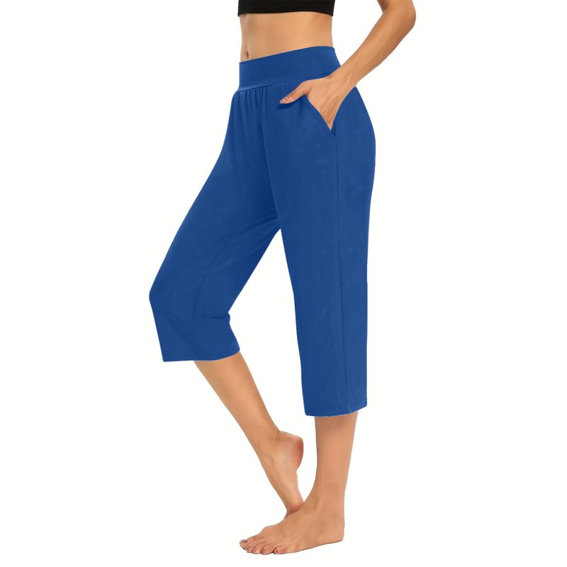 Women’s High Waist Athletic Capri Pants with Pockets - Stretchy Workout Crops
