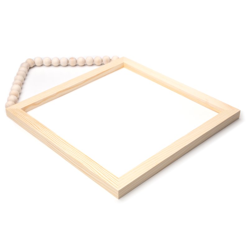 12x12 Inch Square Canvas with Unfinished Wooden Frame and Beaded Handle for Crafts