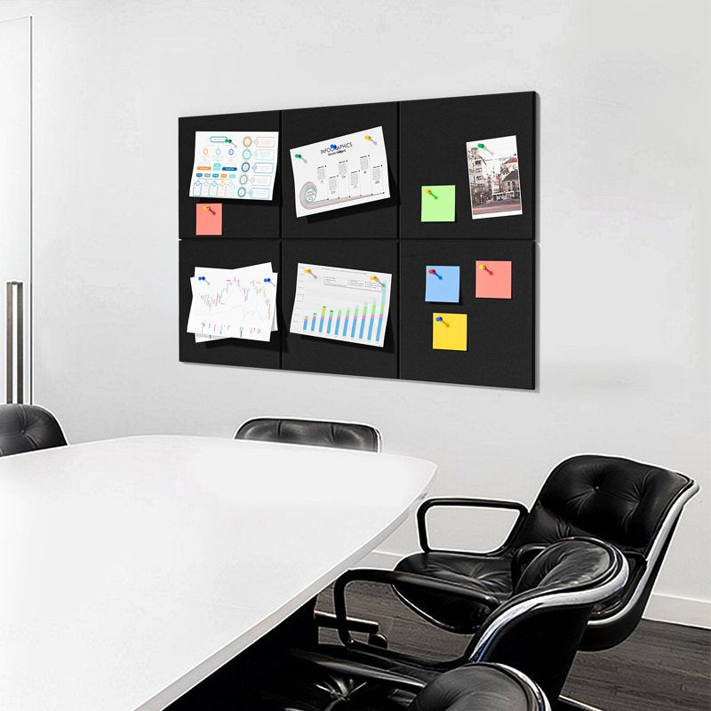 Large Cork & Felt Bulletin Board for Wall 36x24 Inches - Black Pack of 6
