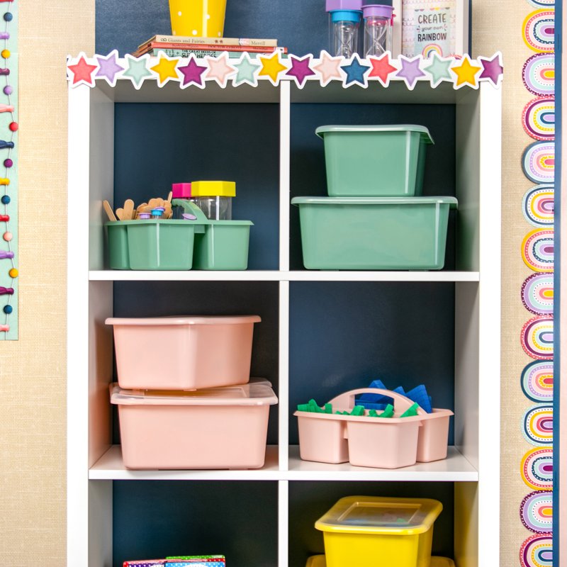 Eucalyptus Green Plastic Storage Caddy Set of 6 - Classroom Organizers