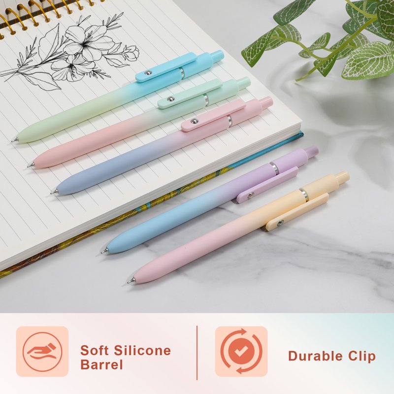 FIOVER Aesthetic Gel Pens 5pcs 0.7mm Black Ink – Gradient Black Variation