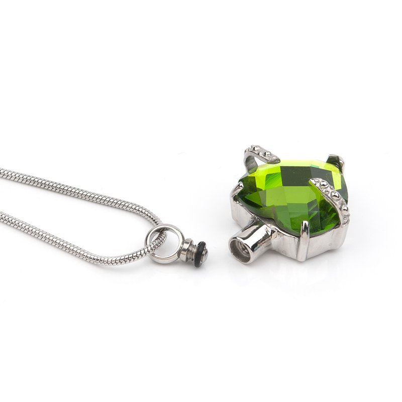 Heart Cremation Necklace for Ashes with Birthstone Crystal Pendant Memorial Jewelry